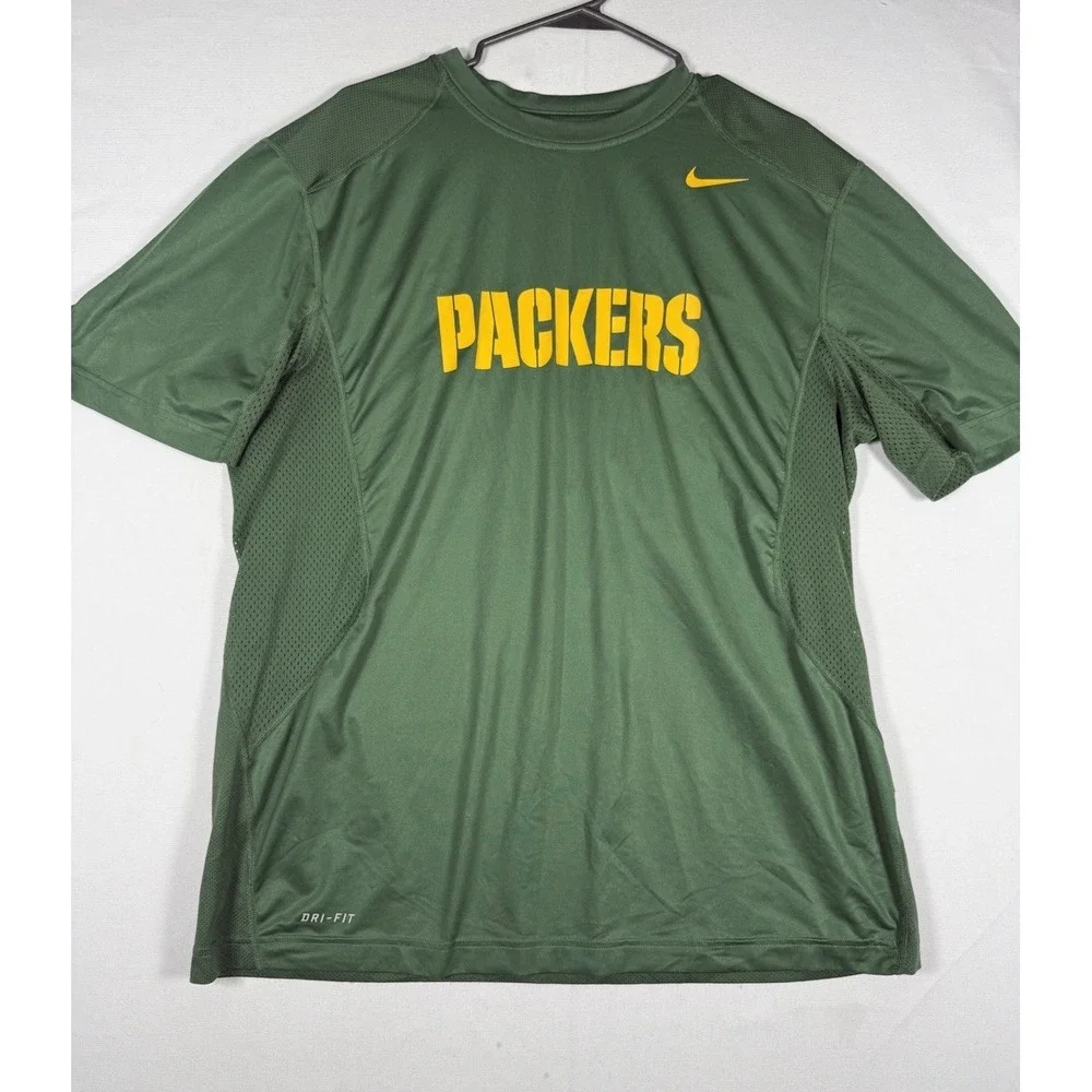Nike Dri-FIT Green Bay Packers NFL On Field Training Green T-Shirt Mens XL